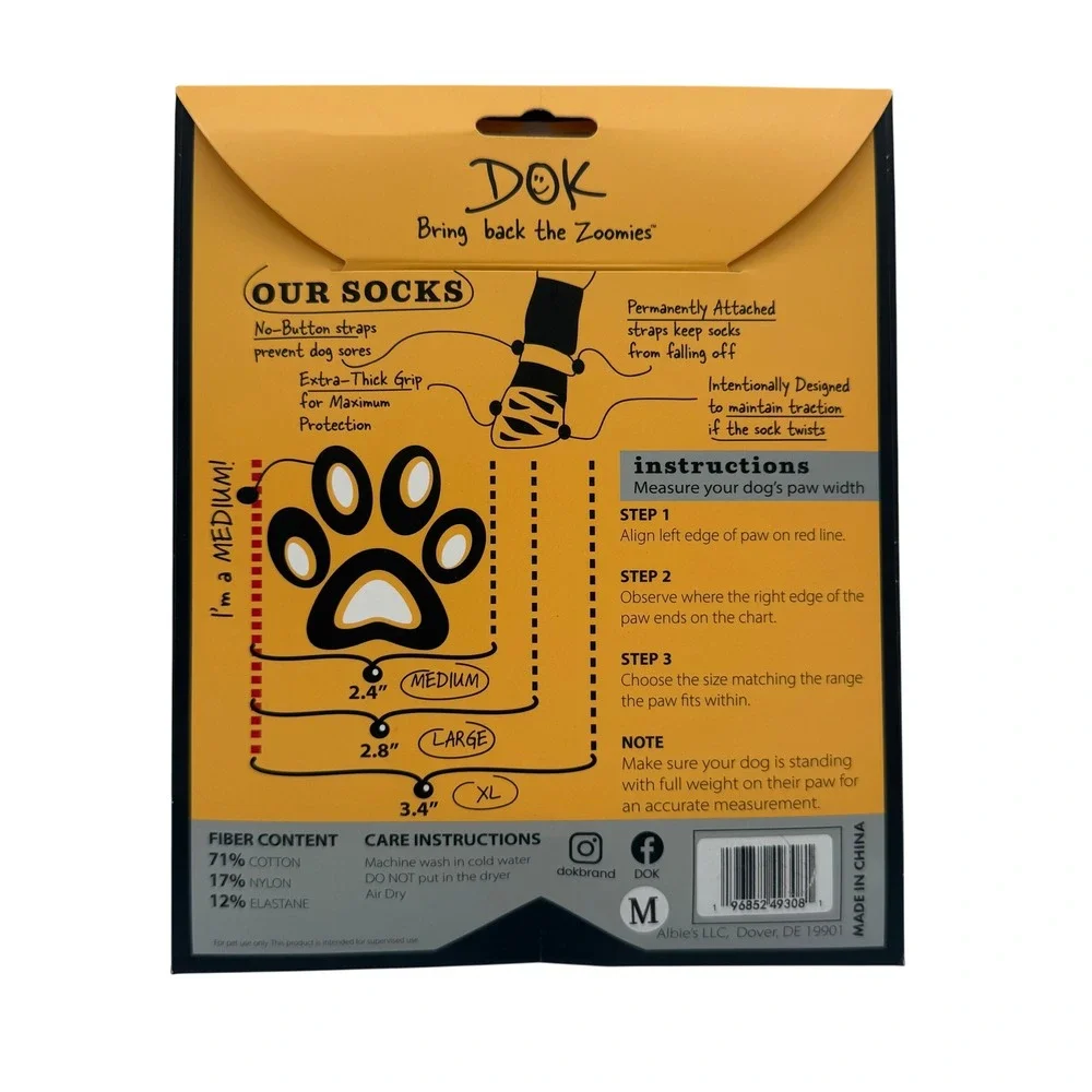 TigerToes Premium Grip Dog Socks Medium Grey New 4 Pack Non Slip Traction DOK
